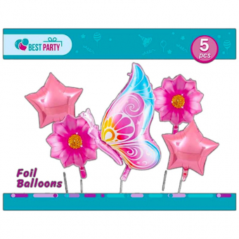 Купить Набор фольгированных шаров "Бабочка" 5 шт/уп  оптом